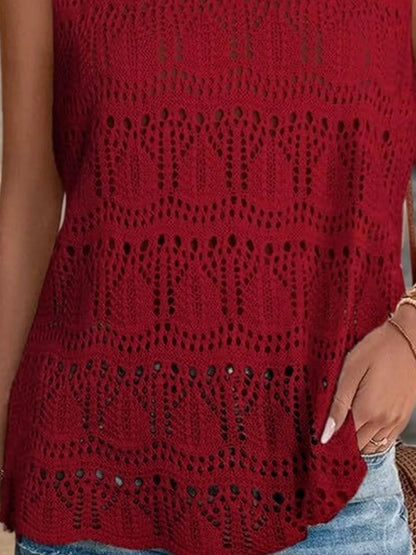 Crochet Sleeveless Sweater Vest - Tigbul's Variety Fashion Shop