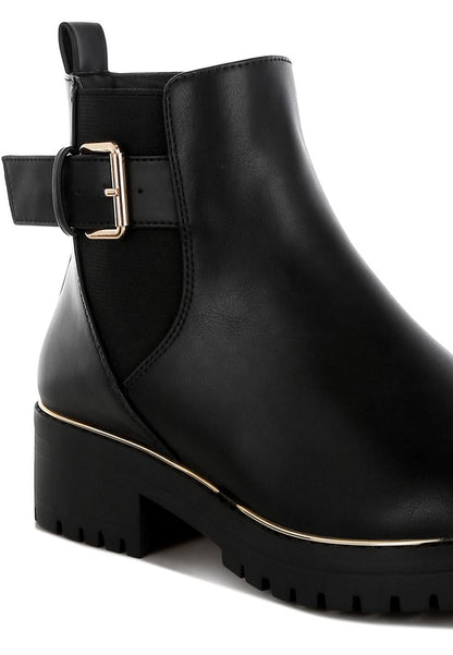 Antorin Chunky Buckle Detail Ankle Boots - Tigbul's Variety Fashion Shop