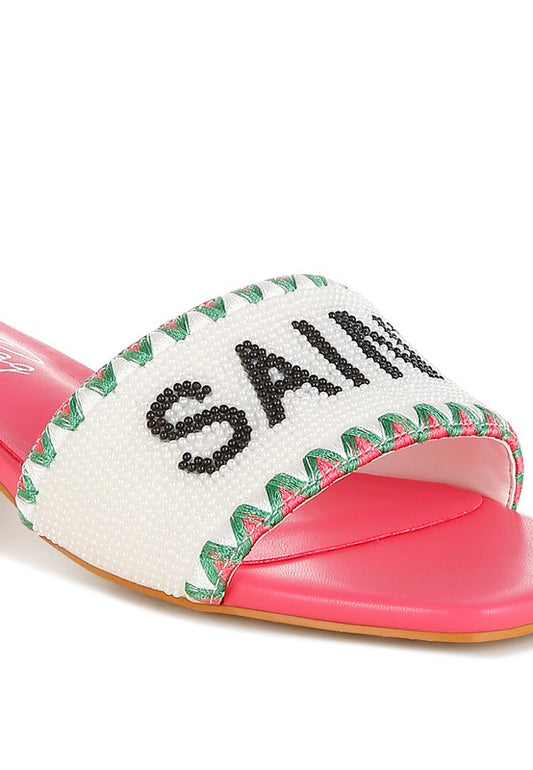 Poshta Saint Tropez Beaded Slip-On Heels - Tigbul's Variety Fashion Shop