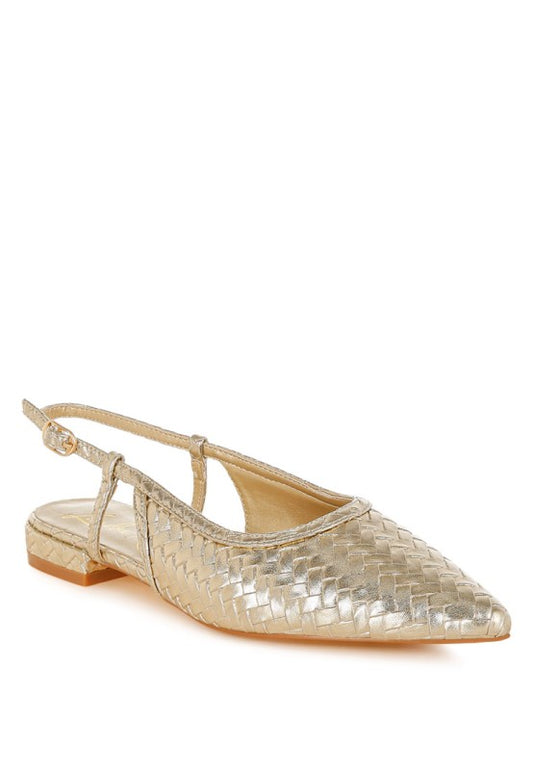 Kurina Metallic Woven Slingback Sandals - Tigbul's Variety Fashion Shop
