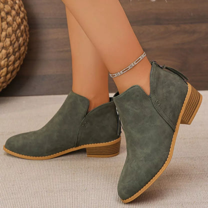 Women's Point Toe Block Heels Boots - Tigbul's Variety Fashion Shop