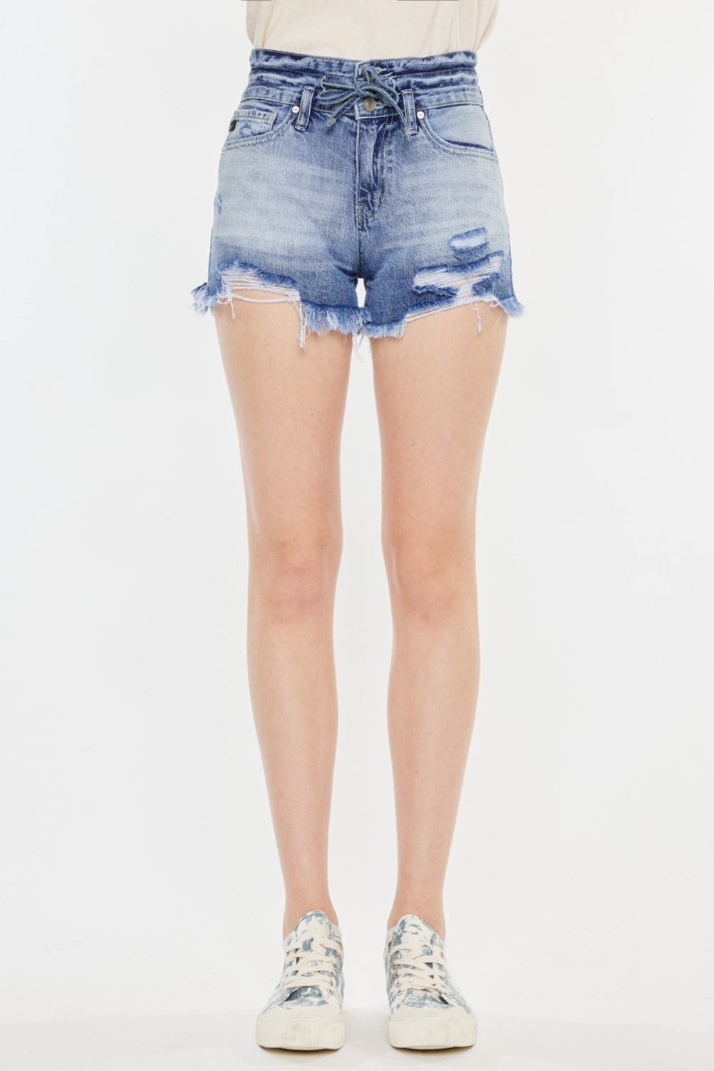 Kancan High Rise Frayed Hem Denim Shorts - Tigbuls Variety Fashion