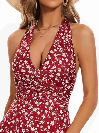 Printed Halter Neck Dress - Tigbul's Variety Fashion Shop