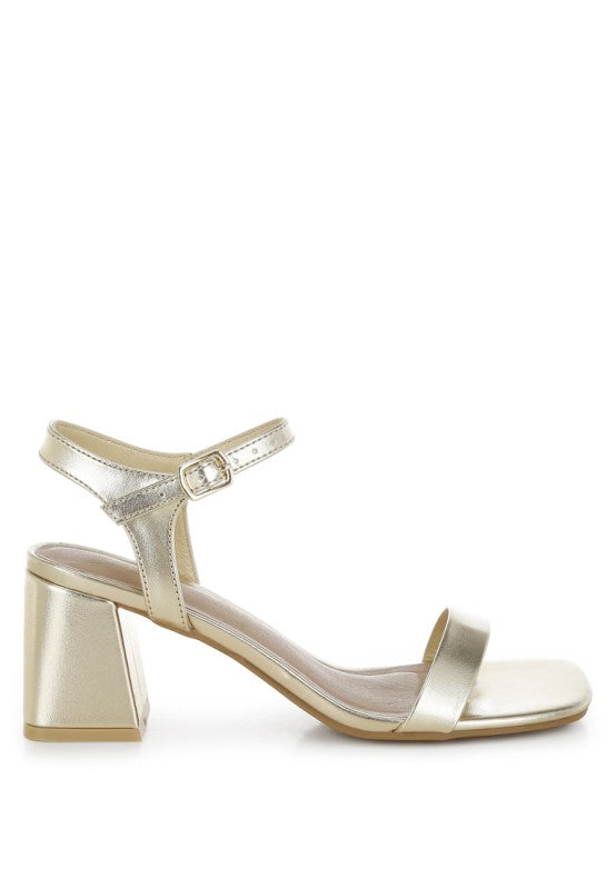 Kazara Metallic Faux Leather Block Heels - Tigbul's Variety Fashion Shop