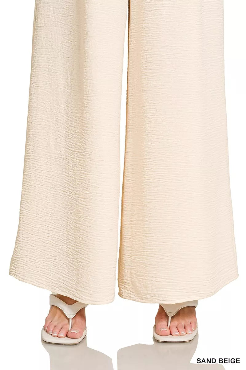 Zenana Woven Airflow Elastic Waistband Pants - Tigbul's Variety Fashion Shop