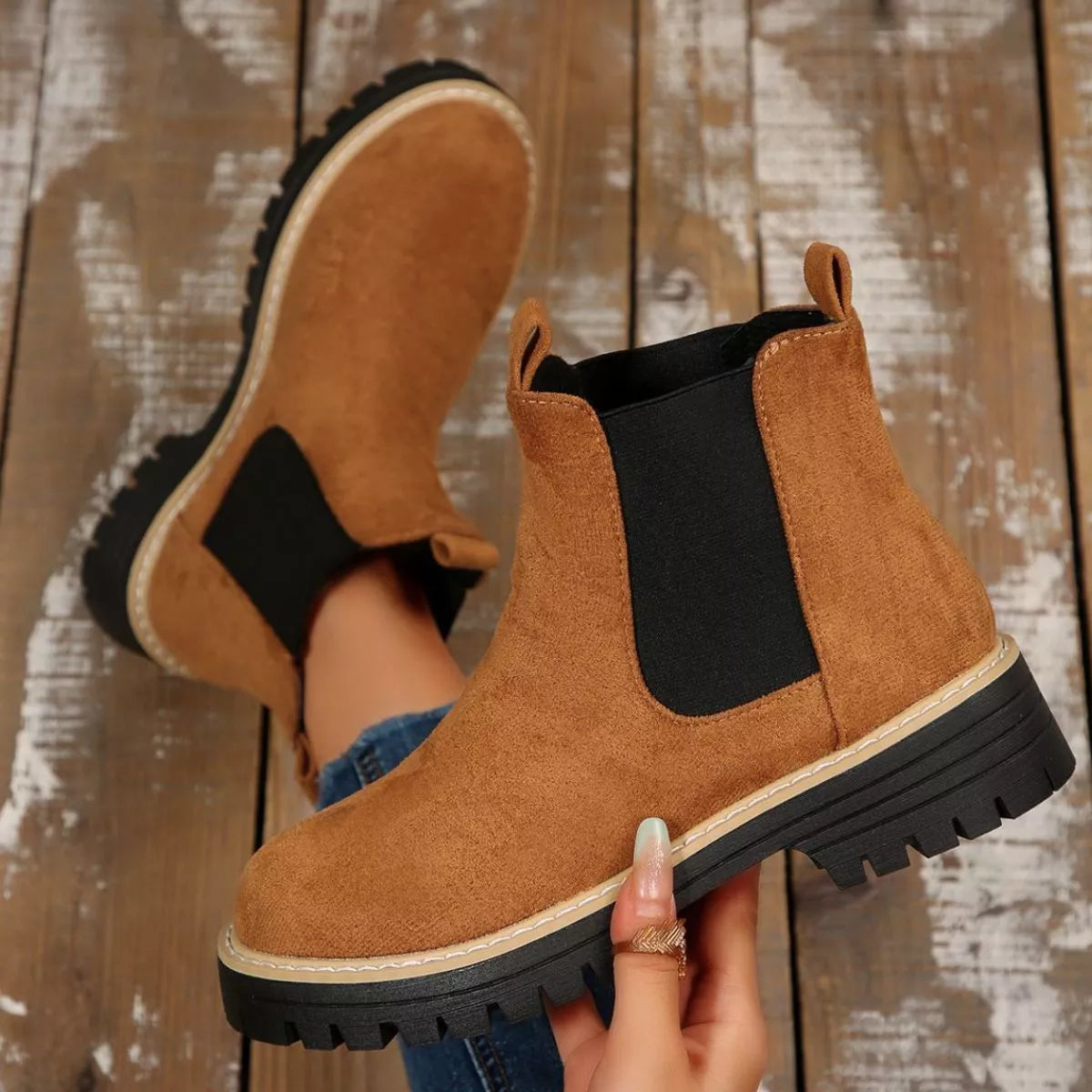 Round Toe Block Heels Boots - Tigbul's Variety Fashion Shop