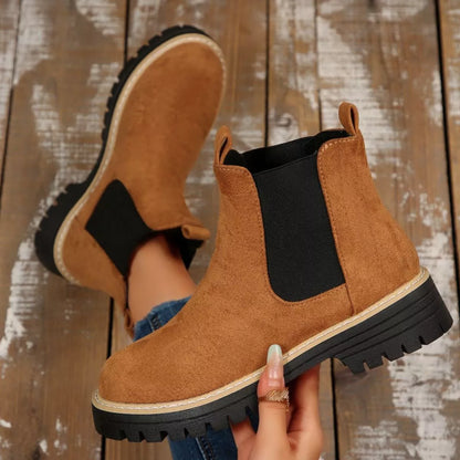 Round Toe Block Heels Boots - Tigbul's Variety Fashion Shop