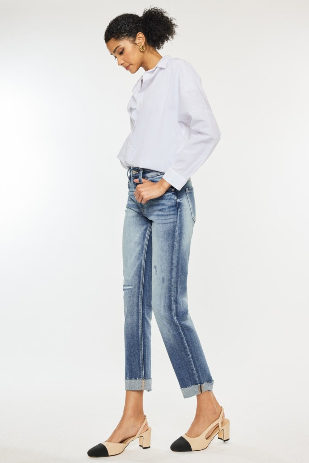 Kancan High Rise Cuffed Straight Jeans - Tigbul's Variety Fashion Shop