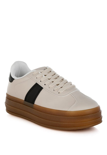 Knockout Faux Leather Lace-Up Sneakers - Tigbul's Variety Fashion Shop