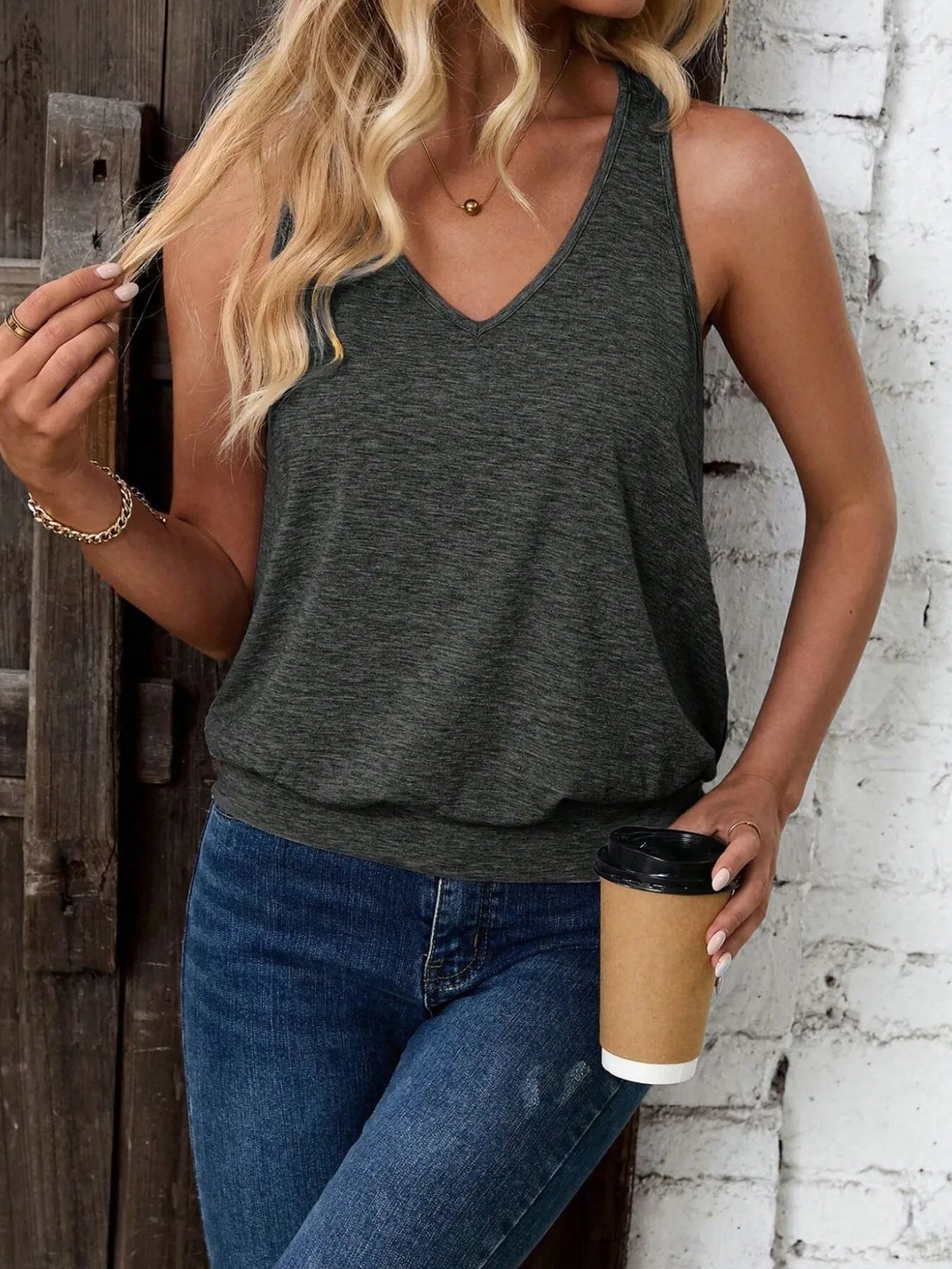 Solid V-Neck Tank - Tigbul's Variety Fashion Shop