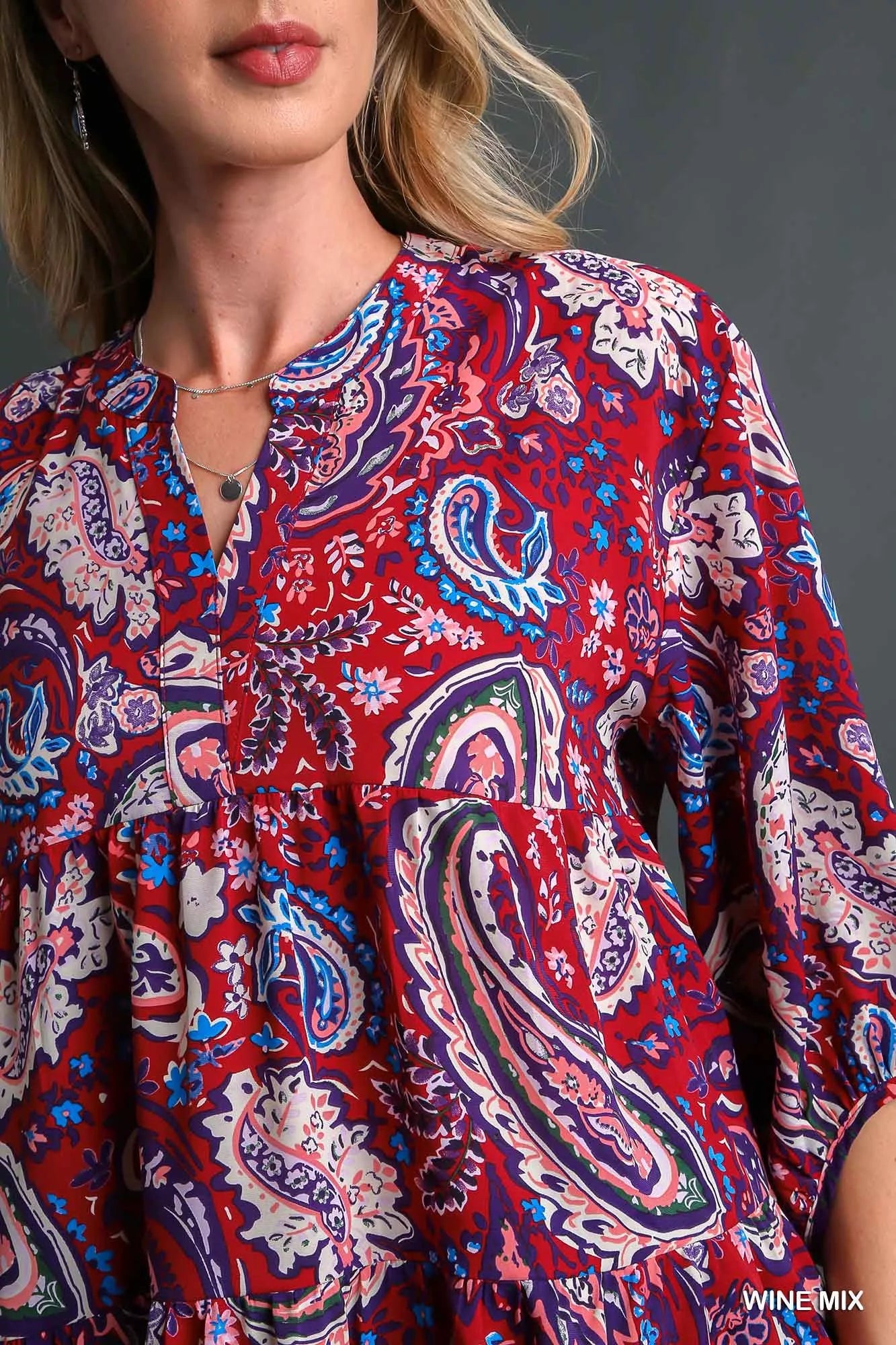 Umgee Mix Paisley Boho Tunic Blouse - Tigbul's Variety Fashion Shop