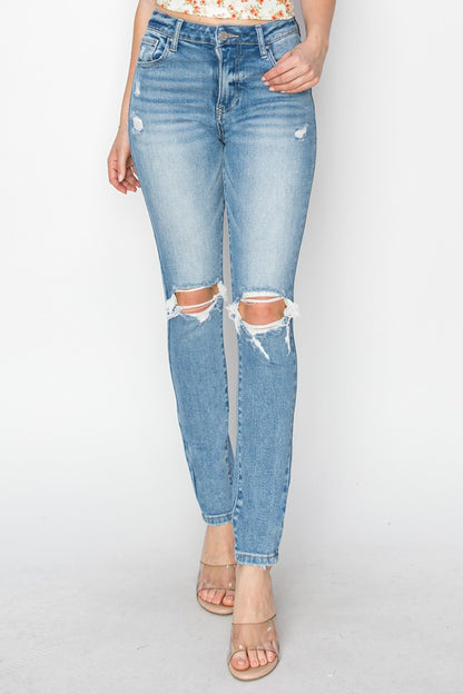 Risen Full Size High Rise Knee Distressed Skinny Jeans - Tigbul's Variety Fashion Shop