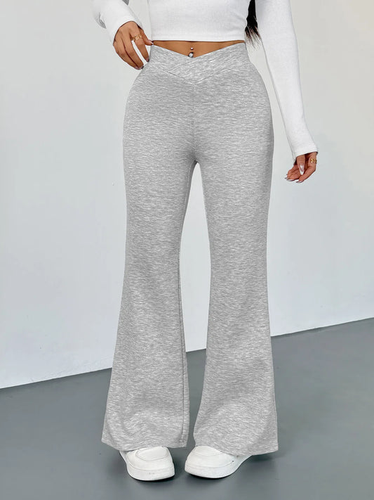 High Waisted Flare Leg Pants - Tigbul's Variety Fashion Shop