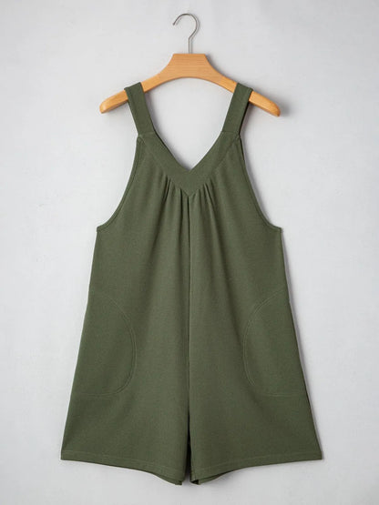 V-Neck Wide Strap Romper - Tigbul's Variety Fashion Shop