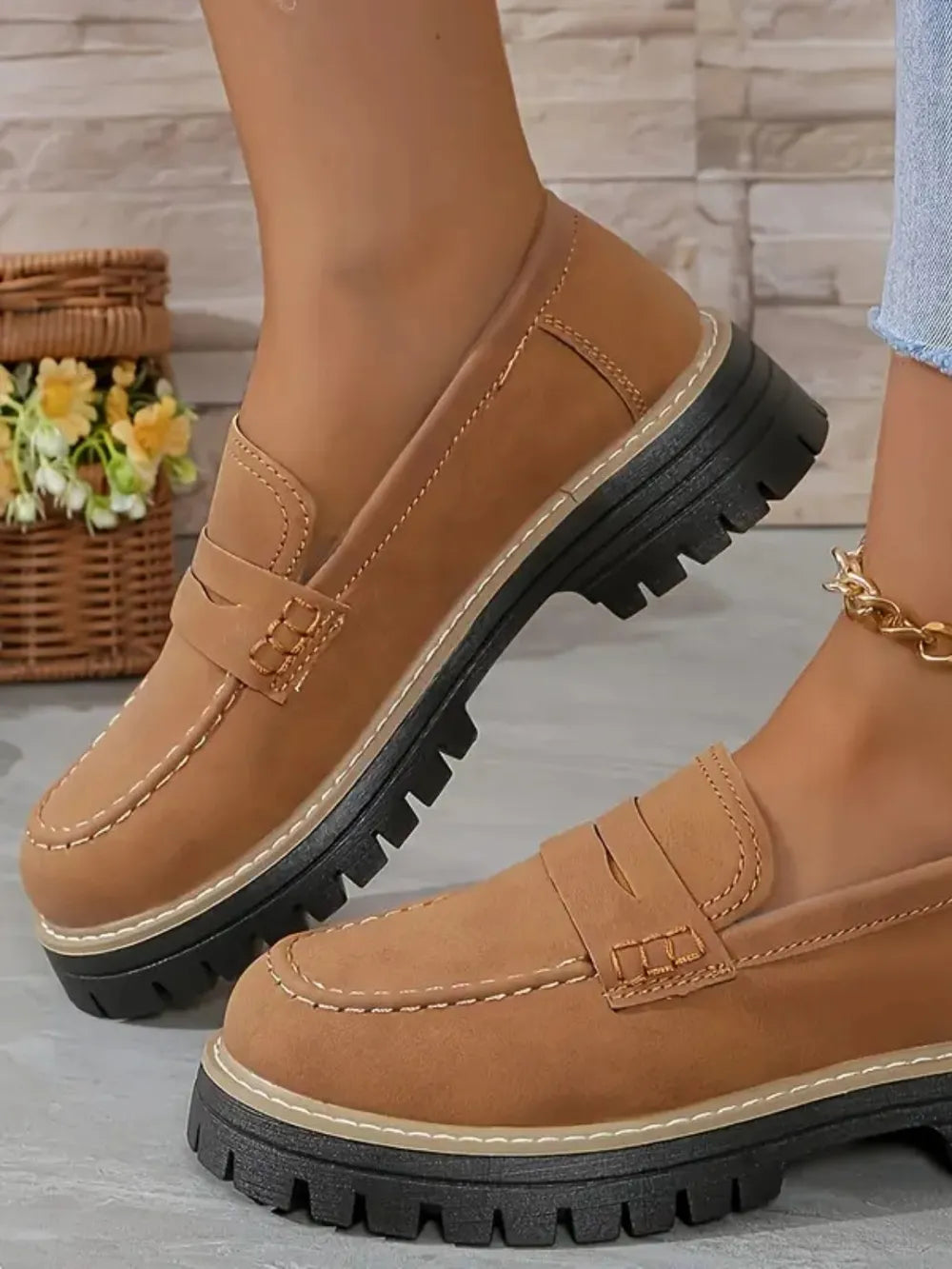 Round Toe Platform Loafers - Tigbul's Variety Fashion Shop