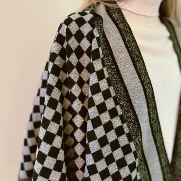 Checker Chic Ruana Scarves Shawls - Tigbul's Variety Fashion Shop