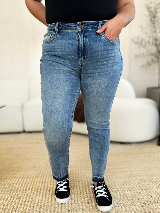 Judy Blue Full Size Mid Rise Rigid Magic Release Hem Jeans - Tigbul's Variety Fashion Shop