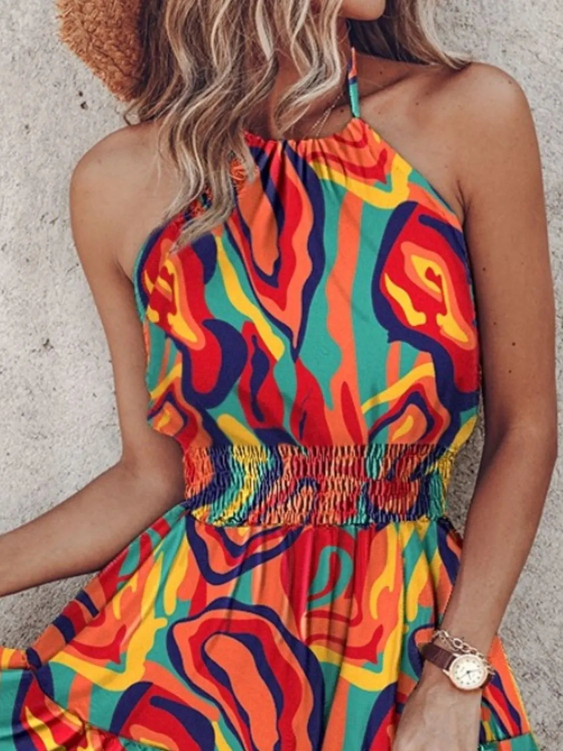 Paisley Print Halter Neck Mini Dress - Tigbul's Variety Fashion Shop