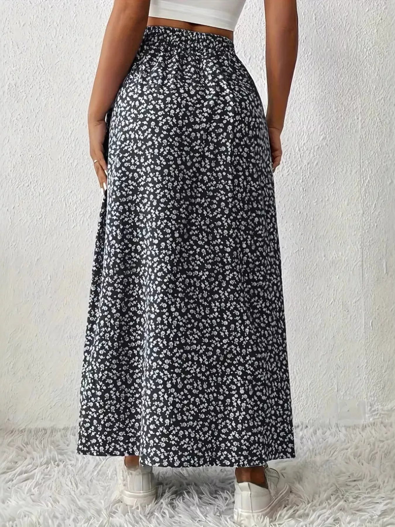 Slit Printed Skirt - Tigbul's Variety Fashion Shop