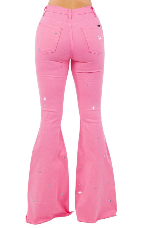Vegas Glam Bell Bottom Pink- Inseam 30 - Tigbul's Variety Fashion Shop