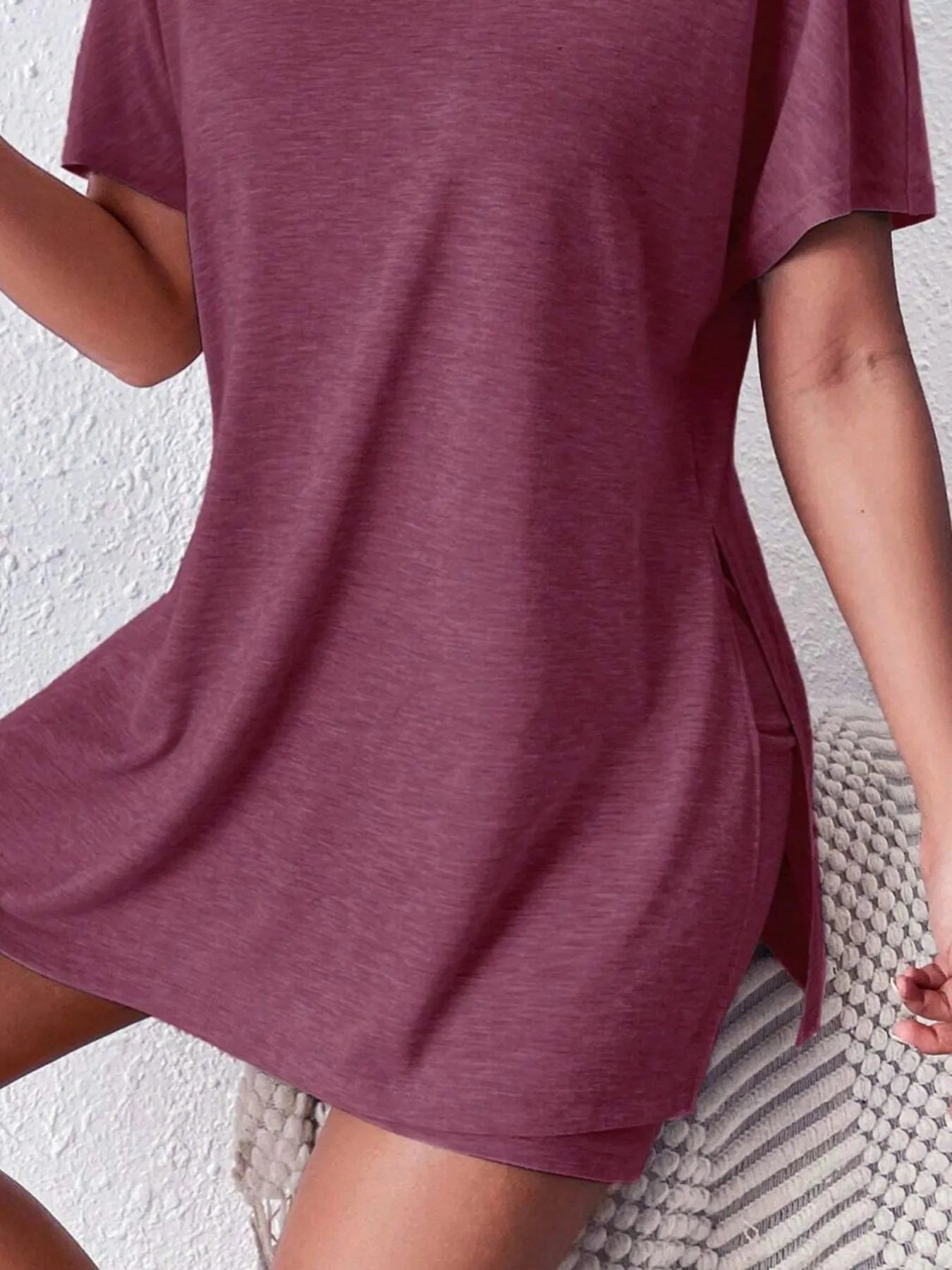 Casual Round Neck T-Shirt and Shorts Set - Tigbul's Variety Fashion Shop