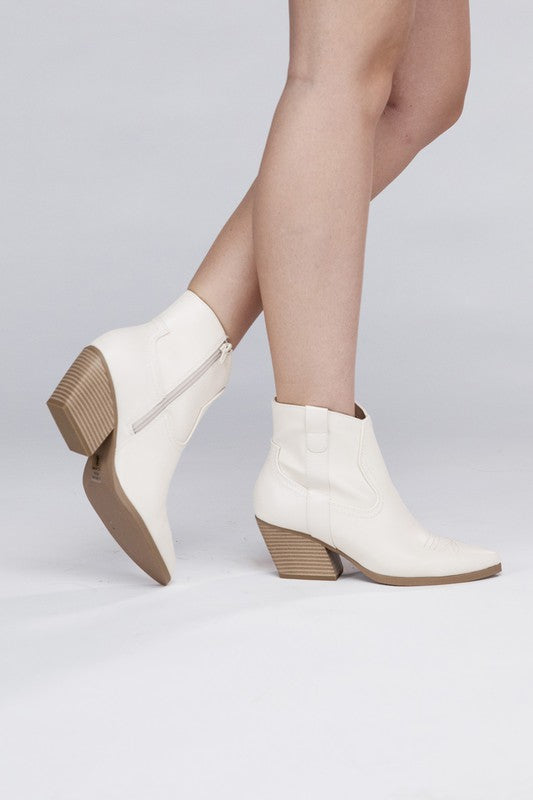 Side Zip Western Ankle Booties - Tigbuls Variety Fashion