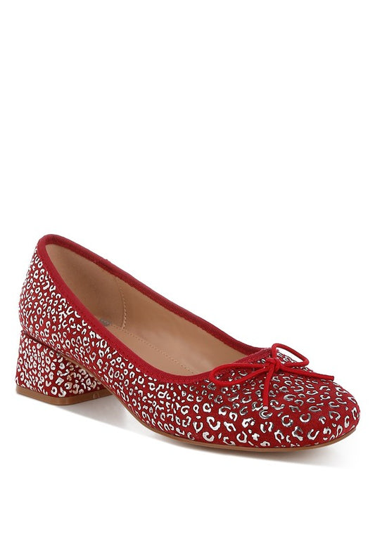 Ningen Leopard Print Block Heel Ballerinas - Tigbul's Variety Fashion Shop