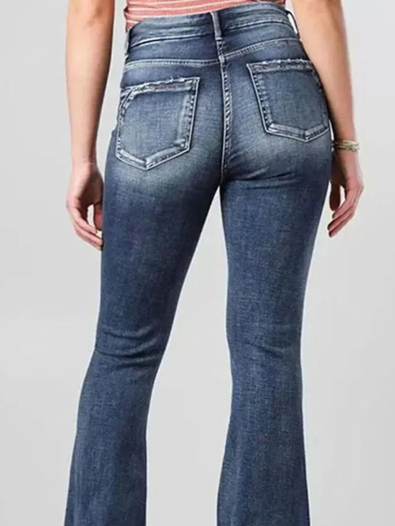 High-Rise Flare Gradient Wash Jeans - Tigbul's Variety Fashion Shop