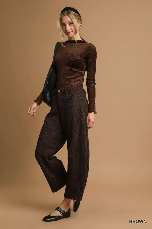 Umgee Leopard Print Wide Leg Pants - Tigbul's Variety Fashion Shop