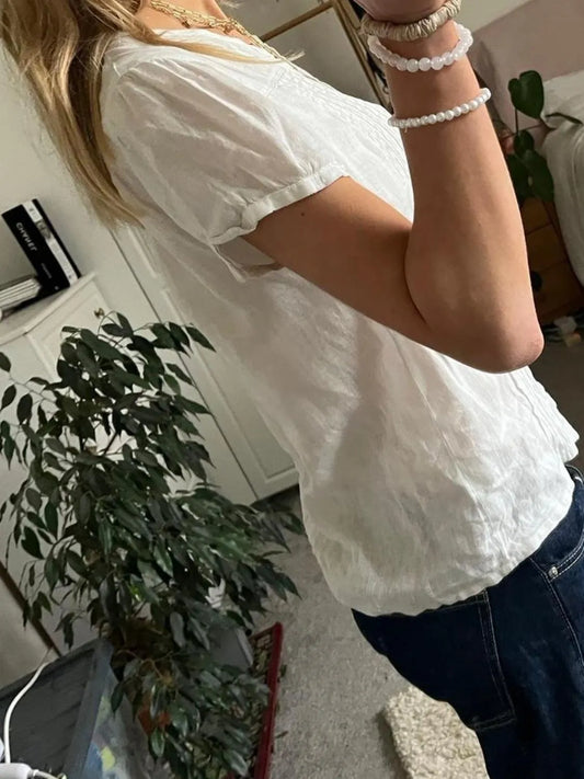White Button Down Short Sleeve Shirt - Tigbul's Variety Fashion Shop
