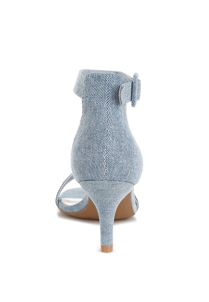 Ozula Denim Kitten Heel Sandals - Tigbul's Variety Fashion Shop