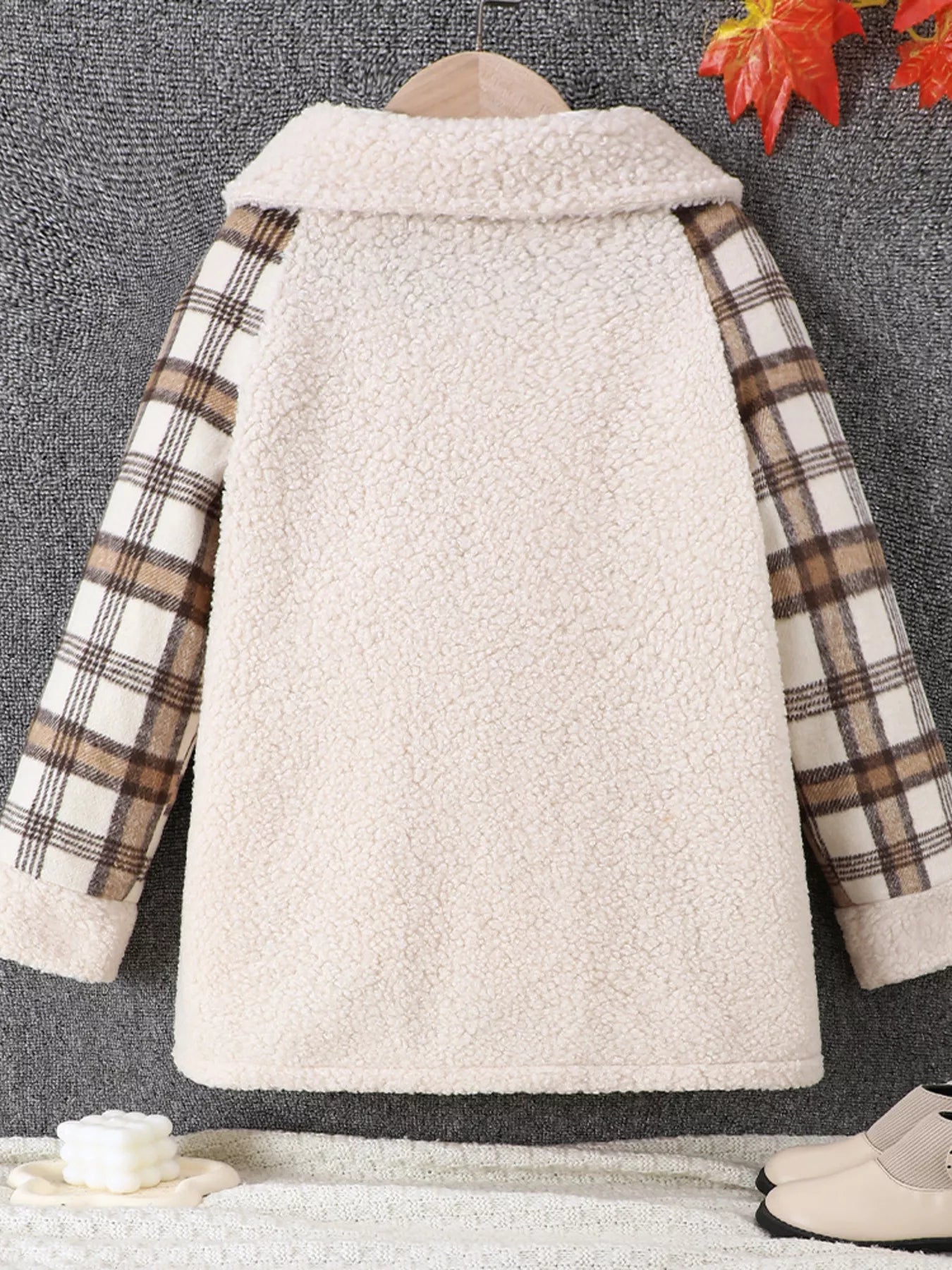 Children's Cozy Plaid Sleeve Fleece Jacket - Tigbuls