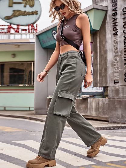 Cargo Wide Leg Jeans - Tigbul's Variety Fashion Shop