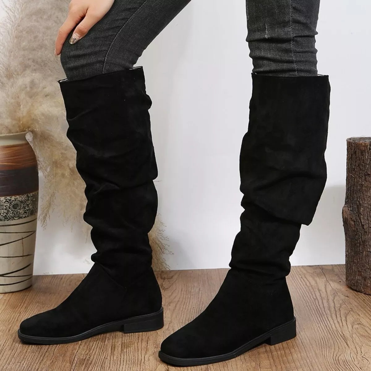 Slouchy Knee High Boots - Tigbul's Variety Fashion Shop