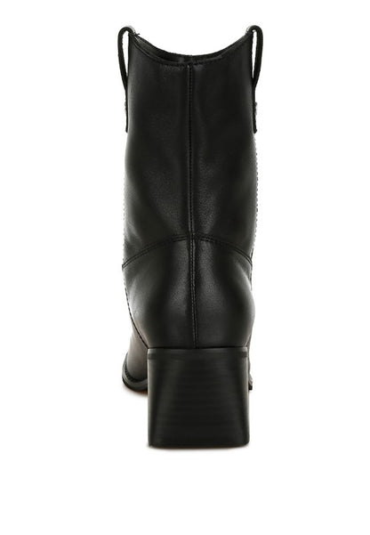 Iliad Genuine Leather Metallic Accent Ankle Boots - Tigbul's Variety Fashion Shop