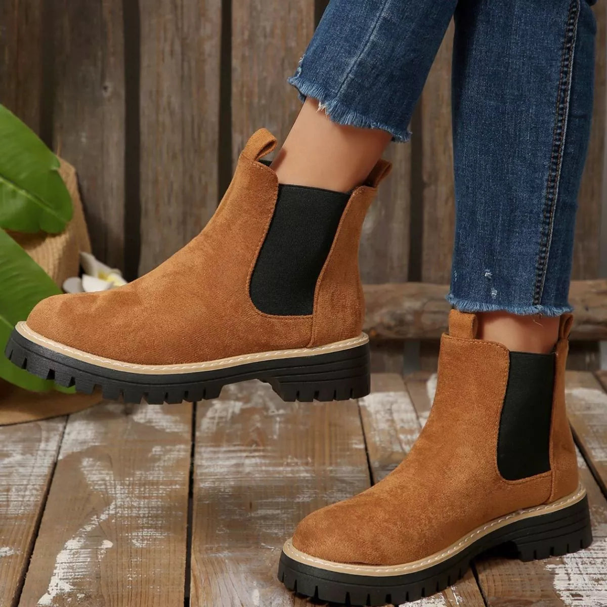 Round Toe Block Heels Boots - Tigbul's Variety Fashion Shop