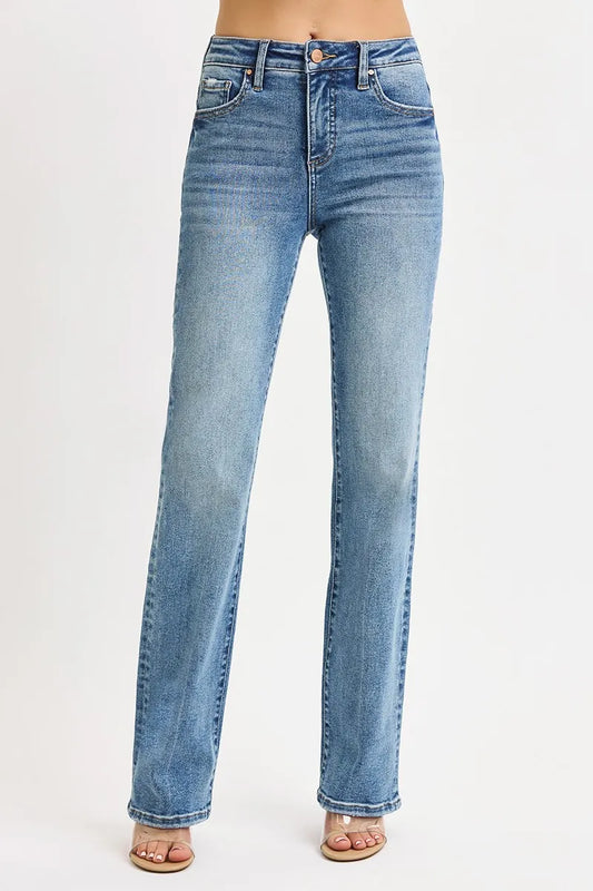 RISEN Full Size Tummy Control High Rise Straight Jeans Plus Size - Tigbul's Variety Fashion Shop