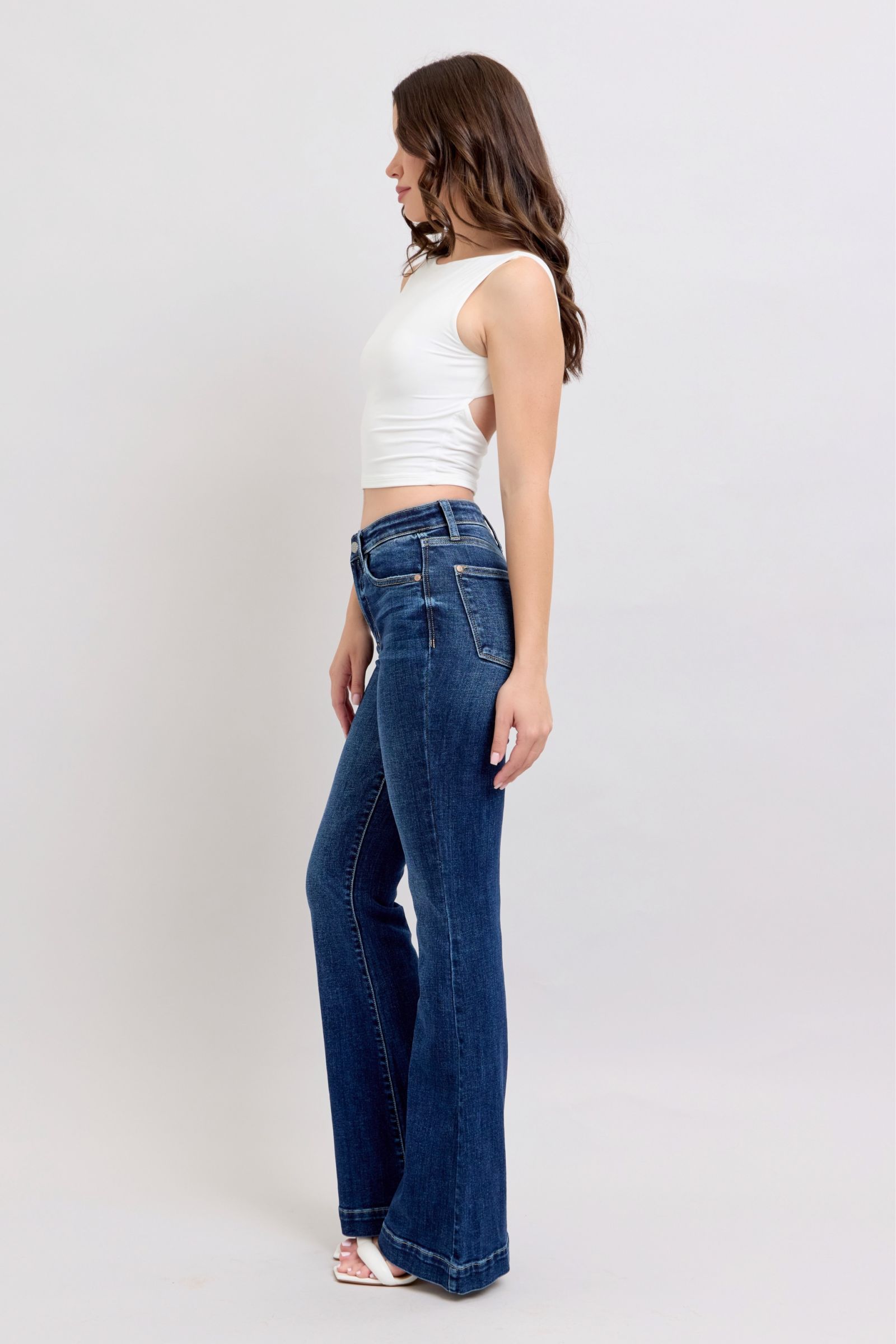 Judy Blue Full Size High Rise Flare Jeans with Pockets Plus Size - Tigbul's Variety Fashion Shop