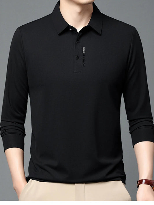 Men's Plus Size Long Sleeve Casual Polo with Classic Collar - Tigbul's Variety Fashion Shop