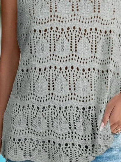 Crochet Sleeveless Sweater Vest - Tigbul's Variety Fashion Shop