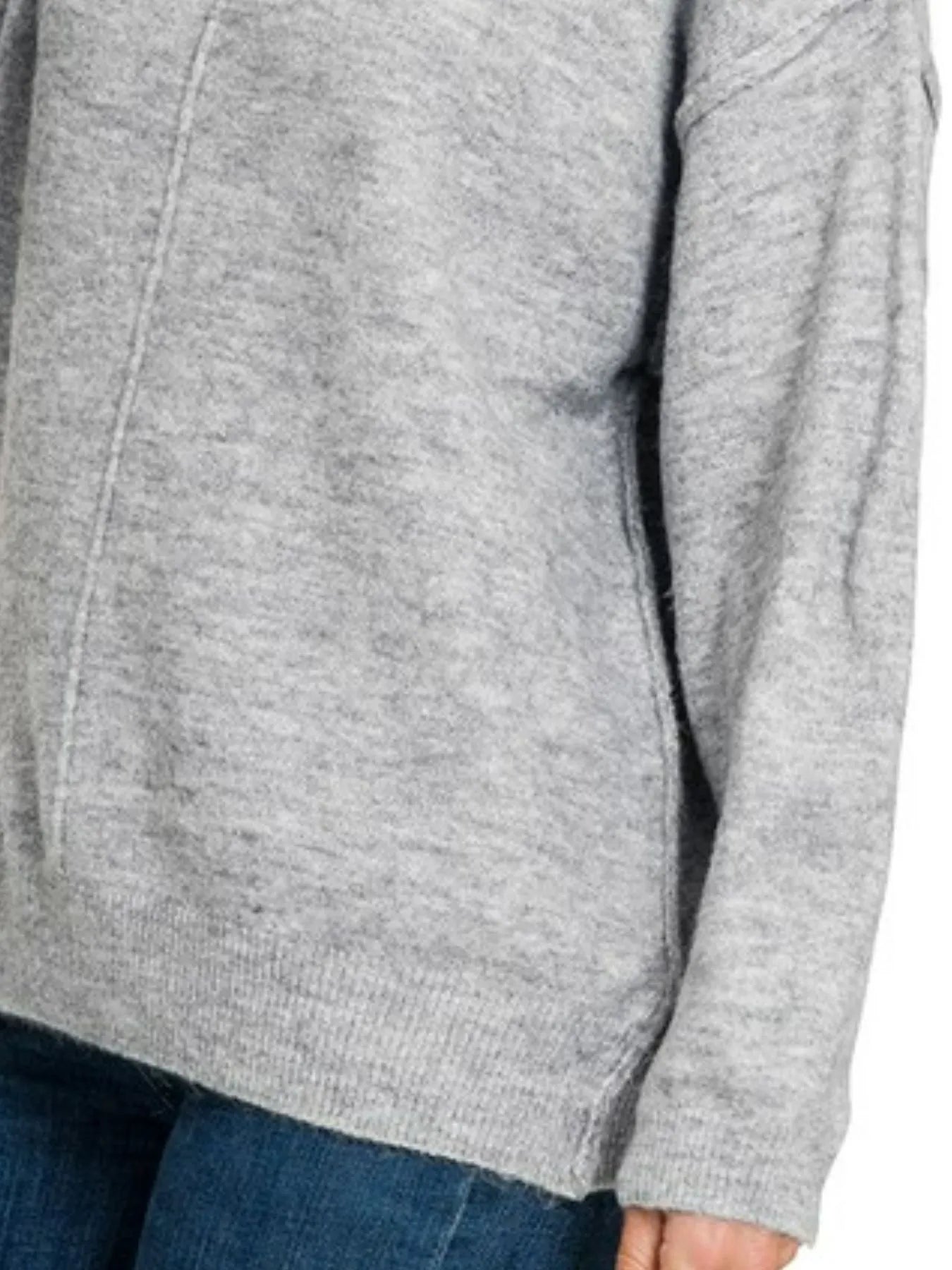 Zenana Melange Front Seam Round-Neck Sweater - Tigbul's Variety Fashion Shop