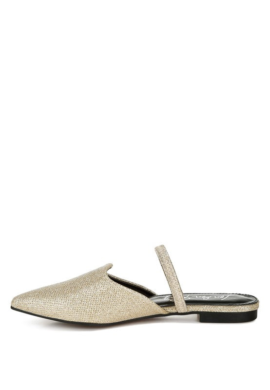 Twiggy Glitter Faux Leather Flat Mules - Tigbul's Variety Fashion Shop