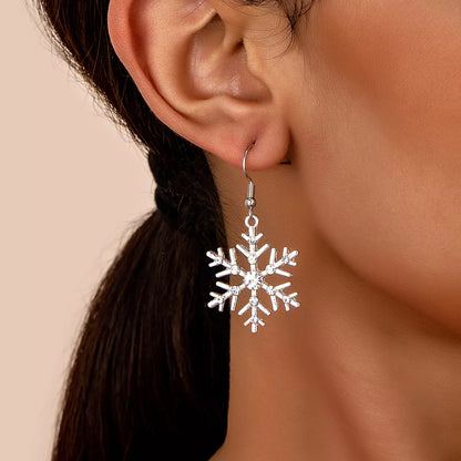 Christmas Snowflake Dangle Earrings - Tigbul's Variety Fashion Shop