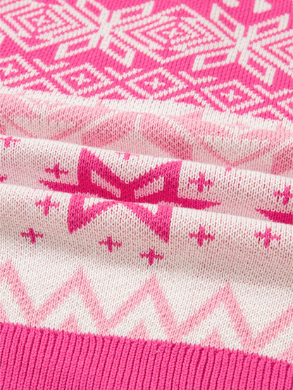 Christmas Snowflake Quarter Zip Collard Sweater - Tigbul's Variety Fashion Shop
