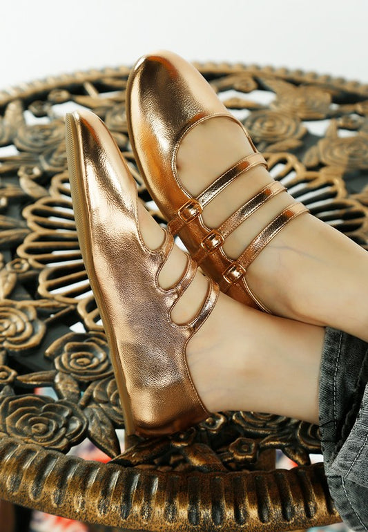Macarina Triple Strap Mary Jane Ballerinas - Tigbul's Variety Fashion Shop