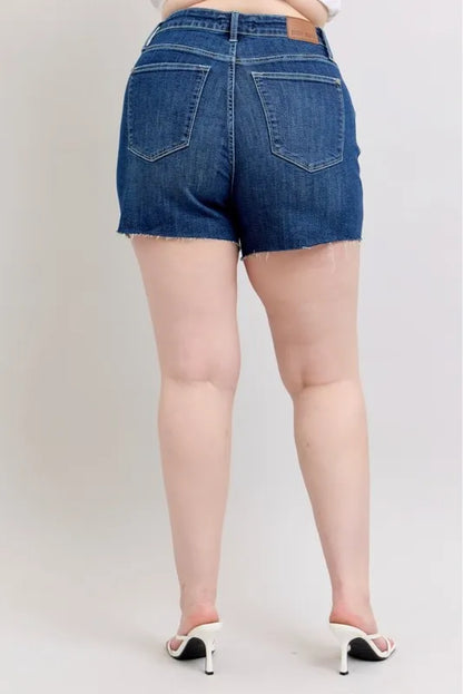 Judy Blue Plus Size High Waist Criss-Cross Waistband Denim Shorts - Tigbul's Variety Fashion Shop