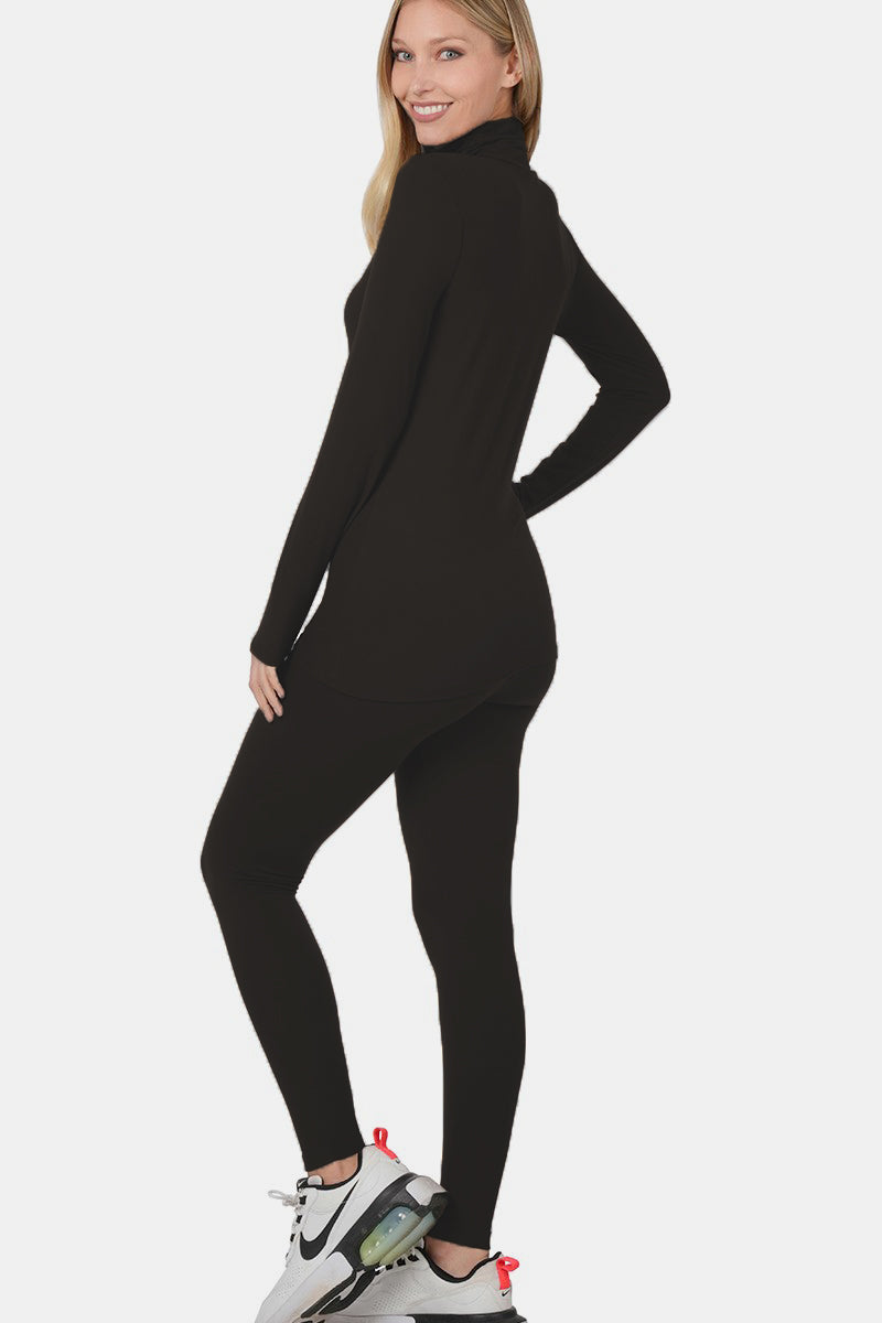 Zenana Full Size Turtleneck Top and Leggings Lounge Set - Tigbul's Variety Fashion Shop