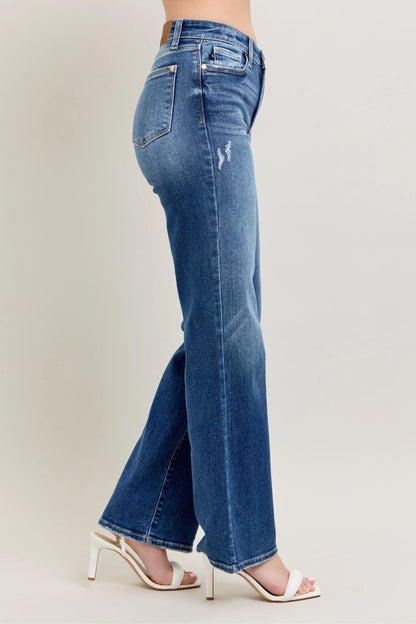 Judy Blue Full Size High Waist 90's Straight Leg Jeans Plus Size - Tigbul's Variety Fashion Shop