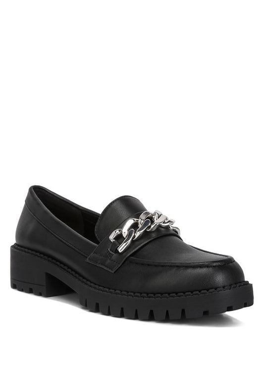 Ashby Faux Leather Chunky Block Heel Loafers - Tigbuls Variety Fashion