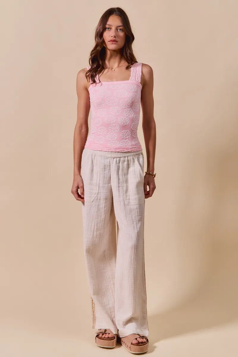 SO ME Two Tone Floral Seamless Tank Top - Tigbul's Variety Fashion Shop